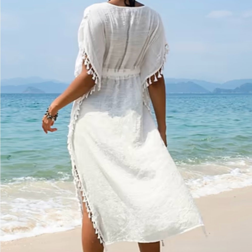 Cupshe White Tassel Swim Cover-Up - Picture 2 of 4